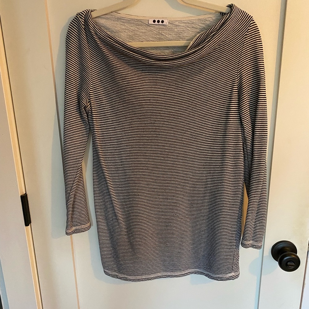 Three Dots Striped Long Sleeve Top